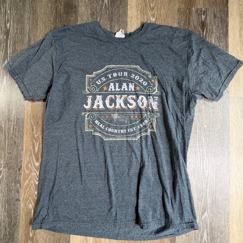 Gildan Alan Jackson T-Shirt Mens XL Gray 2020 US Tour Real Country Graphic Tee